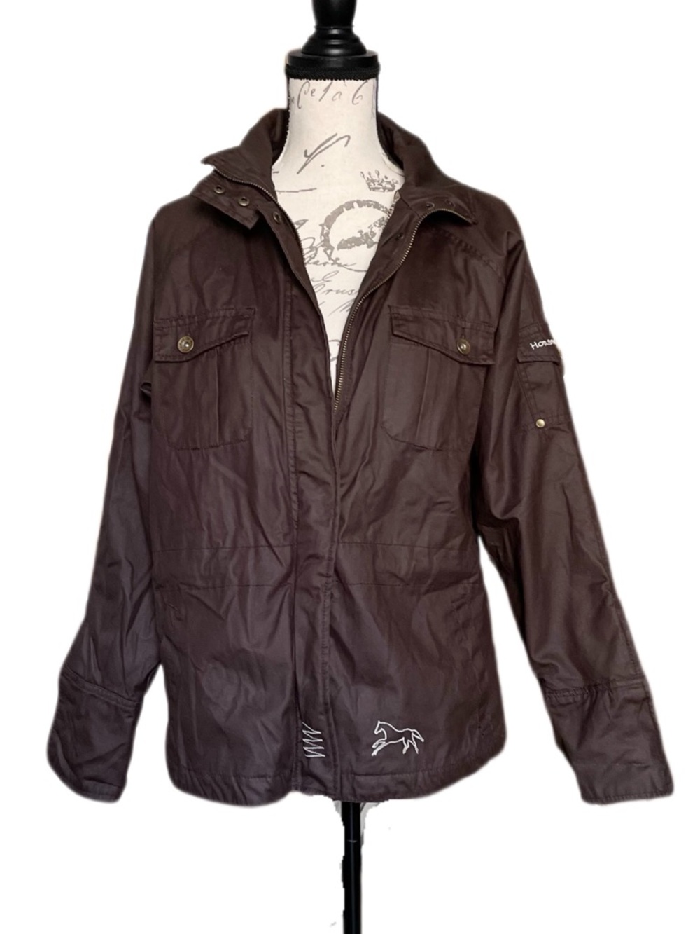 Horseware of Ireland Women's Brown Waxed Cotton Equestrian Field Coat Sz 8 - M
